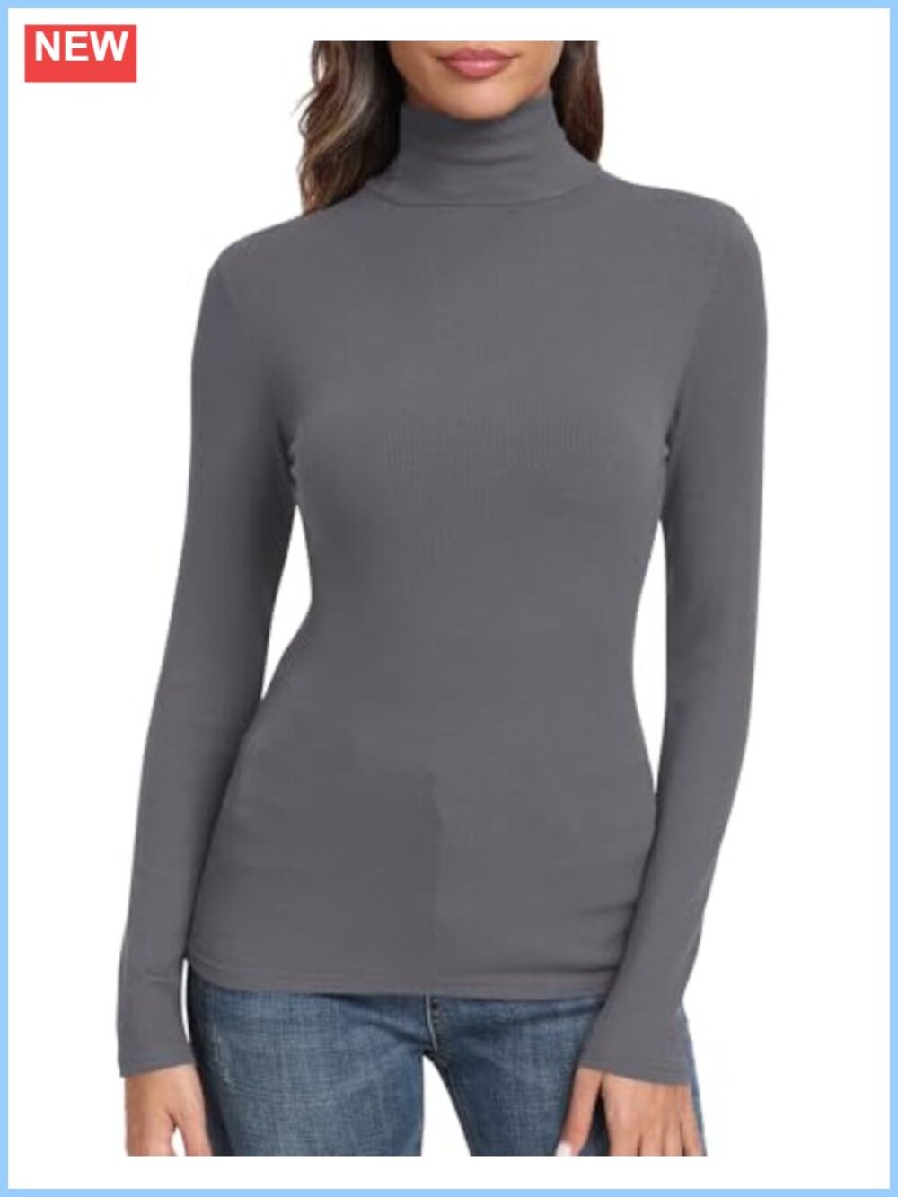 Womens Long Sleeve Mock Turtle Neck Ribbed Knit Slim Fit Thermal Top